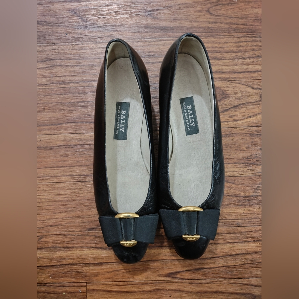 Bally Front Bow Soft Leather low square heels.